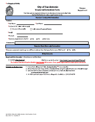Document preview: Form GR.5800.05B Vendor Information Form - City of San Antonio, Texas