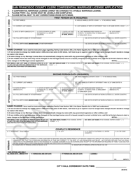 Confidential Marriage License Application - City and County of San Francisco, California, Page 2