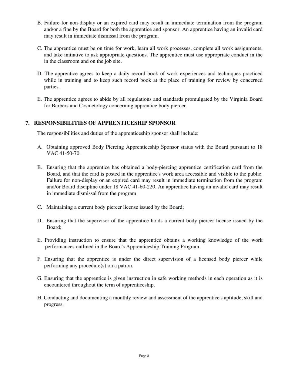 Form A450-BP_SOA Body-Piercing Apprentice Certification Application - Virginia, Page 6