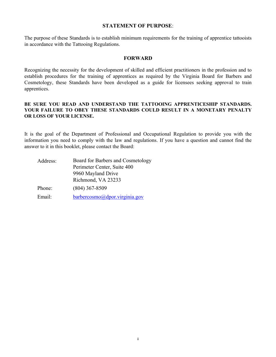 Form A450-TAPPR_CERT Tattooer Apprentice Certification Application - Virginia, Page 2