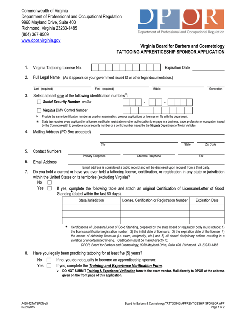 Form A450-12TATSPON  Printable Pdf