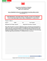 Form ASD-900 Real Property Penalty and Interest Waiver Application - Washington, D.C.