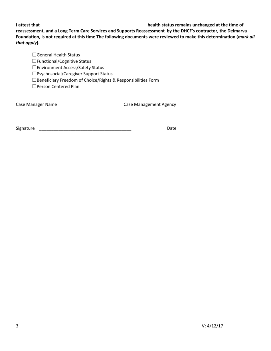 Annual Level of Need Attestation for Long Term Care Services and Supports - Washington, D.C., Page 3