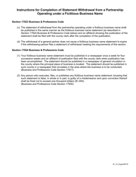 Statement of Withdrawal From a Partnership Operating Under a Fictitious Business Name - County of San Mateo, California, Page 2