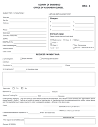 Form OAC-8 &quot;Ancillary Services Billing Form&quot; - County of San Diego, California