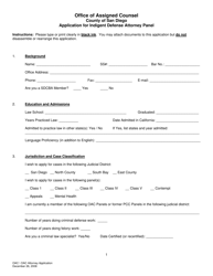 Application for Indigent Defense Attorney Panel - County of San Diego, California