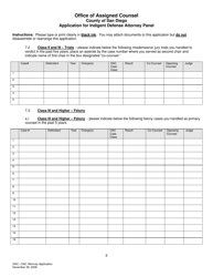 Application for Indigent Defense Attorney Panel - County of San Diego, California, Page 5