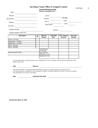 OAC Form 9 &quot;Attorney Billing Form - Juvenile Delinquency Witness Counseling Cases&quot; - County of San Diego, California
