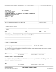 Document preview: Form ADOPT-11 Adult Adoption - Consent of Spouse - County of San Mateo, California