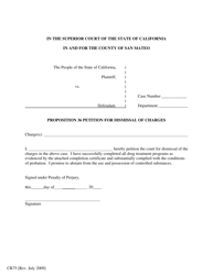 Document preview: Form CR75 Proposition 36 Petition for Dismissal of Charges - County of San Mateo, California