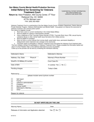 Document preview: Form VTC Initial Referral for Screening for Veterans Treatment Court - County of San Mateo, California