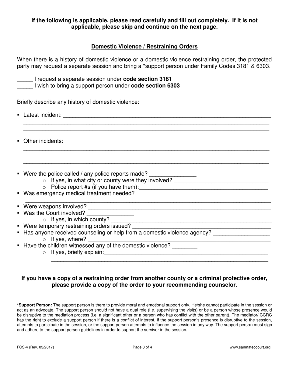 Form FCS-4 Information Sheet Mediation  Evaluation - County of San Mateo, California, Page 3