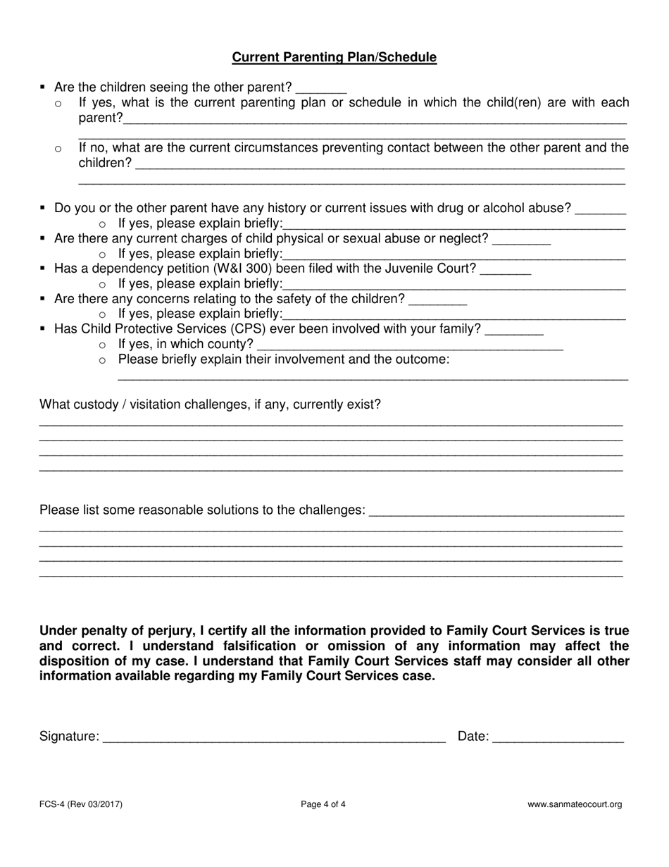 Form FCS-4 Information Sheet Mediation  Evaluation - County of San Mateo, California, Page 4