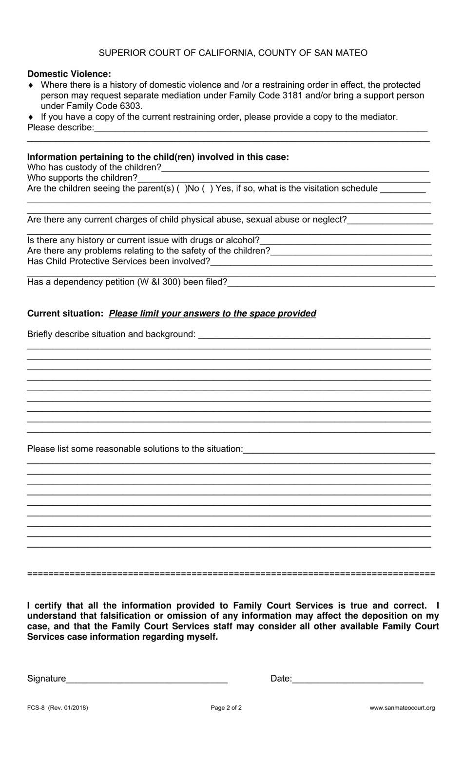 Form FCS-8 - Fill Out, Sign Online and Download Printable PDF, County ...