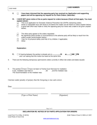 Form FL-8 Declaration Re: Notice of Ex Parte Application for Orders - County of San Mateo, California, Page 2