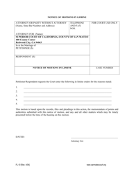 Document preview: Form FL-10 Notice of Motions in Limine - County of San Mateo, California