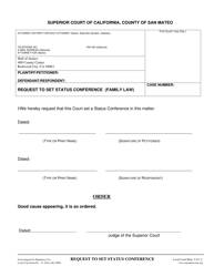 Document preview: Form FL-14 Request to Set Status Conference - County of San Mateo, California