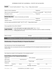 Form PR-18 Guardianship Declaration Confidential - County of San Mateo, California, Page 2