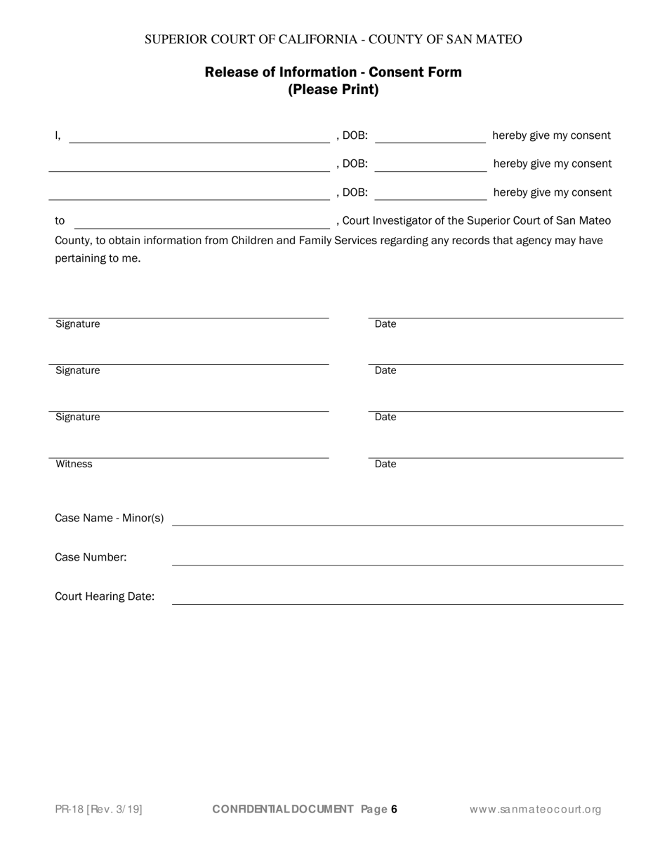 Form PR-18 Guardianship Declaration Confidential - County of San Mateo, California, Page 6