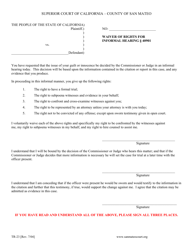 Document preview: Form TR-23 Waiver of Rights for Informal Hearing 40901 - County of San Mateo, California