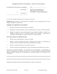 Document preview: Formulario CR-TR-33A Renuncia De Derechos Al Declararse El Acusado Culpable O Nolo Contendere - County of San Mateo, California (Spanish)