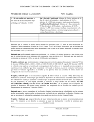 Formulario CR-TR-33A Renuncia De Derechos Al Declararse El Acusado Culpable O Nolo Contendere - County of San Mateo, California (Spanish), Page 2