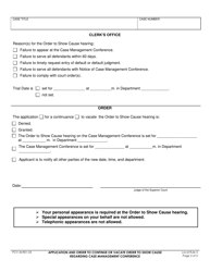 Form PCV-34 Application and Order to Continue or Vacate Order to Show Cause Hearing Regarding Case Management Conference - County of Fresno, California, Page 2