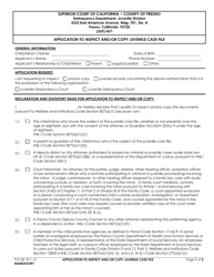 Form PJV-20 Application to Inspect and/or Copy Juvenile Case File - County of Fresno, California