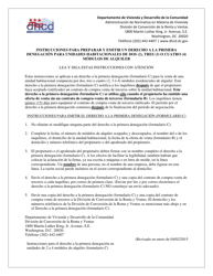 Formulario C Derecho a La Primera Denegacion Para Una Unidad Habitacional De Dos (2), Tres (3) O Cuatro (4) Modulos De Alquiler - Washington, D.C. (Spanish)