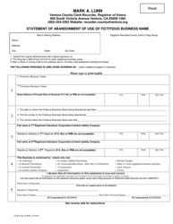 Form CCR CLK05 Statement of Abandonment of Use of Fictitious Business Name - Ventura County, California