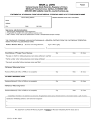 Document preview: Form CCR CLK03 Statement of Withdrawal From the Partnership Operating Under a Fictitious Business Name - Ventura County, California