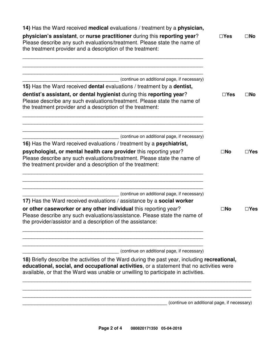 Annual Report of Guardian of the Person - Collin County, Texas, Page 2