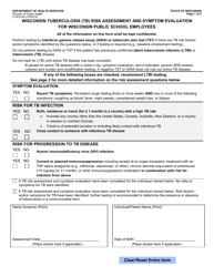 Document preview: Form F-02314A Wisconsin Tuberculosis (Tb) Risk Assessment and Symptom Evaluation for Wisconsin Public School Employees - Wisconsin
