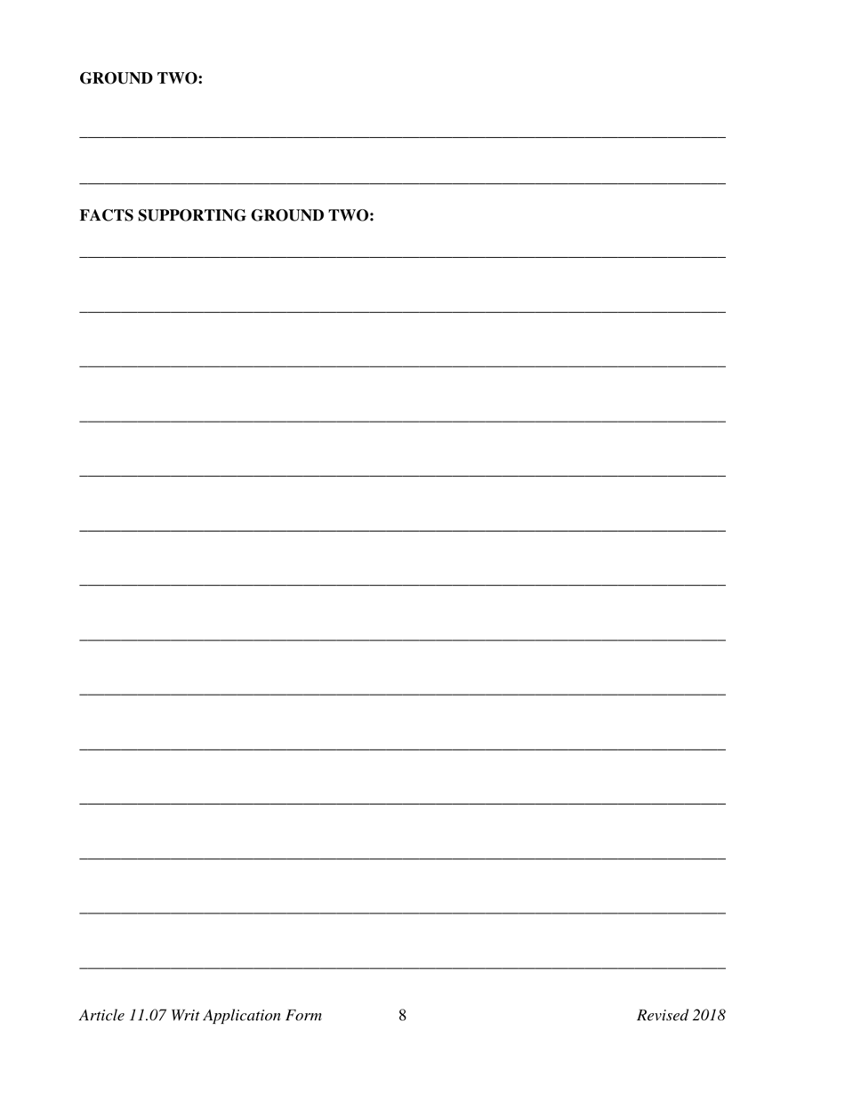 Appendix E Application for a Writ of Habeas Corpus Seeking Relief From Final Felony Conviction Under Code of Criminal Procedure Article 11.07 - Texas, Page 10