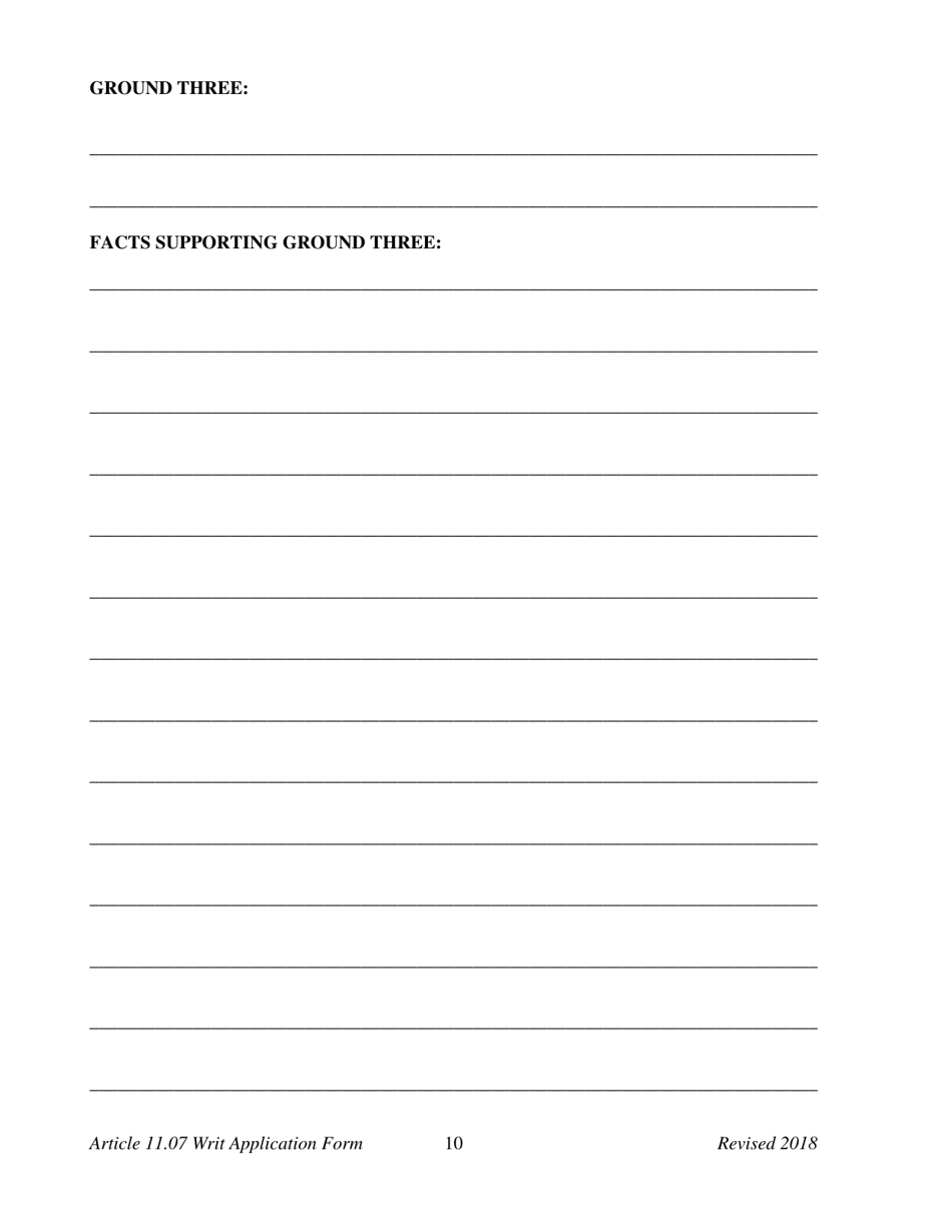 Appendix E Application for a Writ of Habeas Corpus Seeking Relief From Final Felony Conviction Under Code of Criminal Procedure Article 11.07 - Texas, Page 12