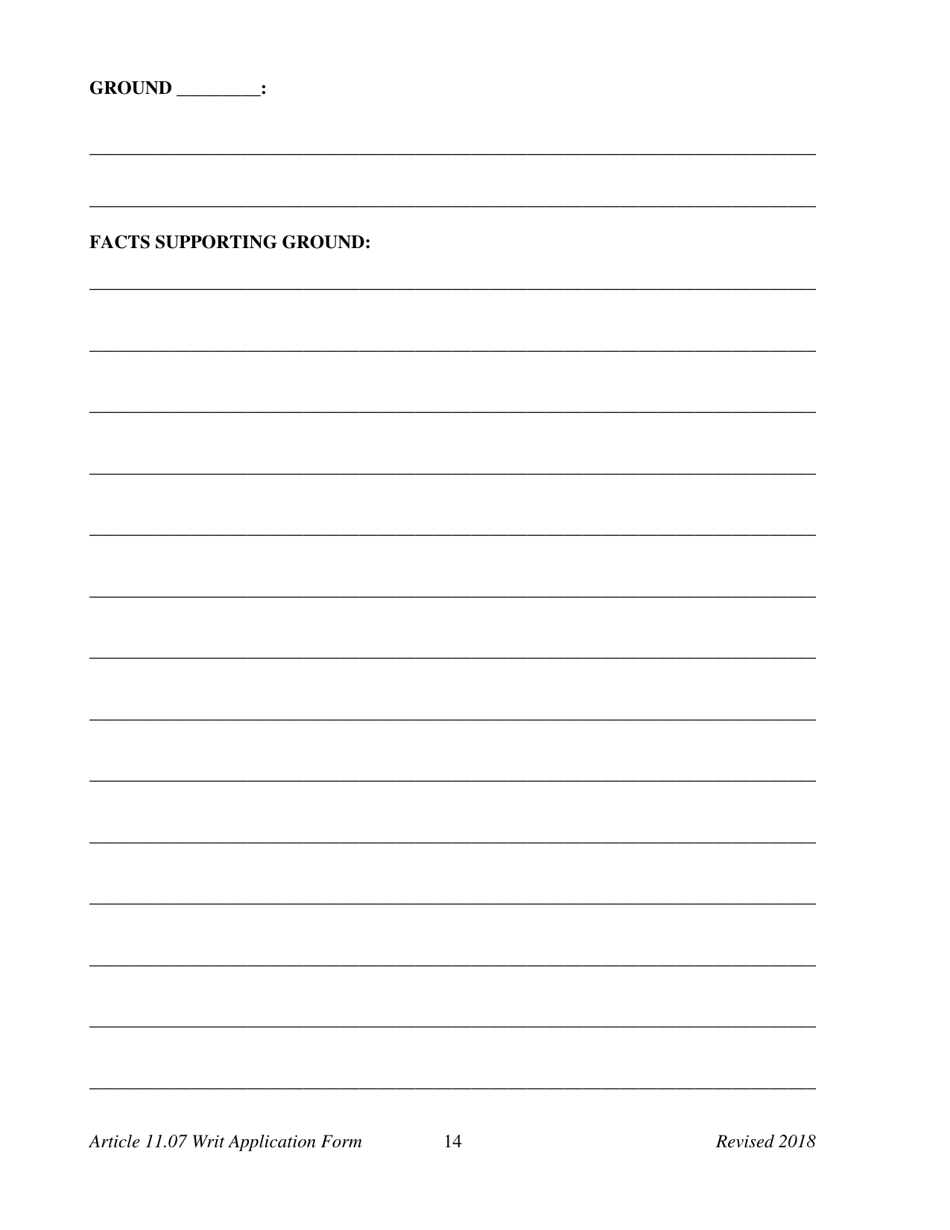 Appendix E Application for a Writ of Habeas Corpus Seeking Relief From Final Felony Conviction Under Code of Criminal Procedure Article 11.07 - Texas, Page 16