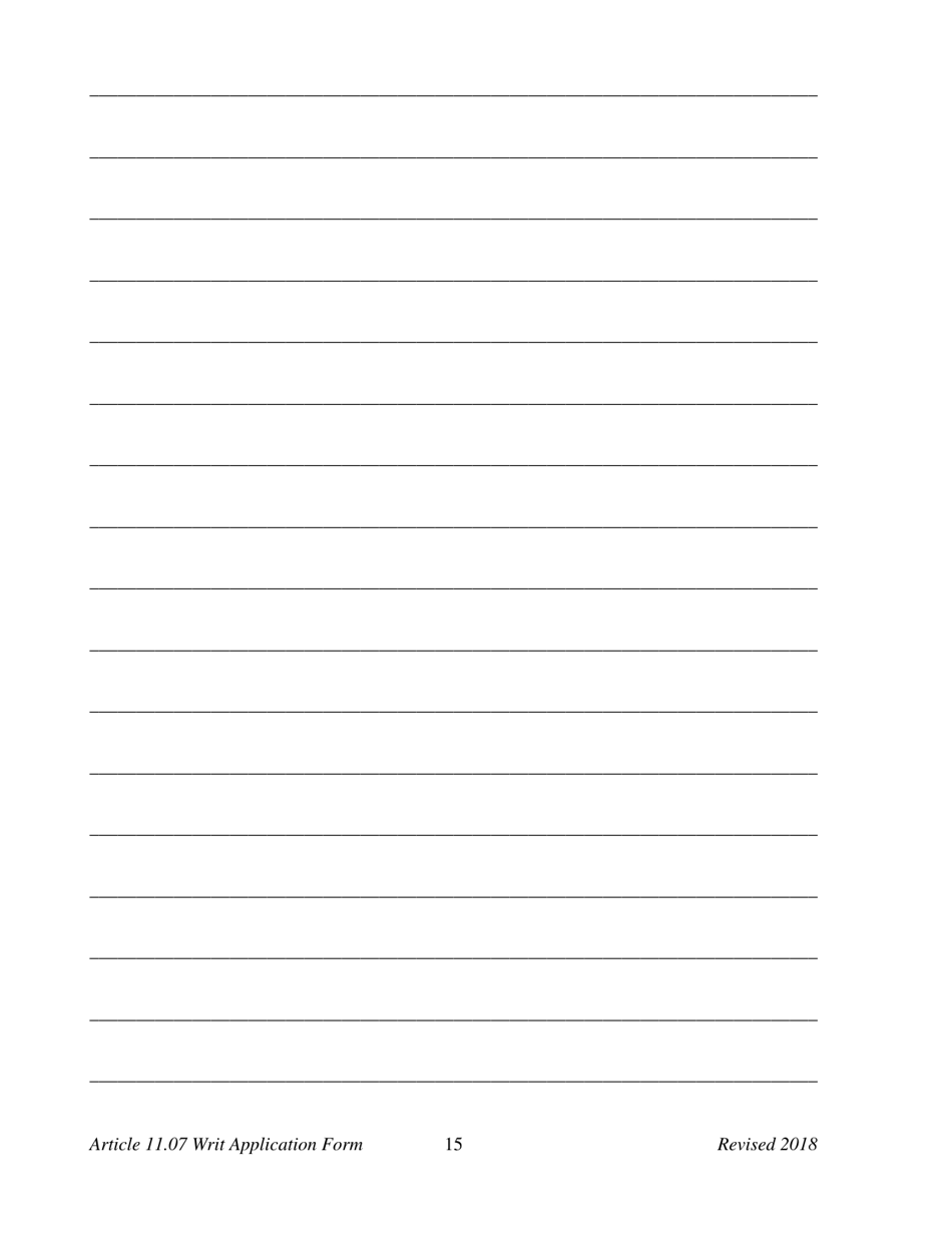 Appendix E Application for a Writ of Habeas Corpus Seeking Relief From Final Felony Conviction Under Code of Criminal Procedure Article 11.07 - Texas, Page 17