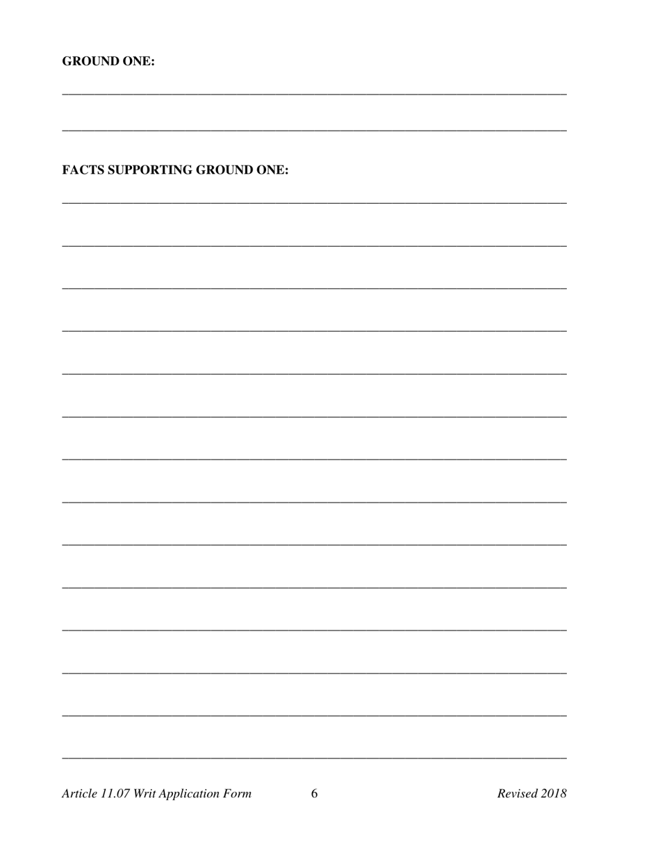 Appendix E Application for a Writ of Habeas Corpus Seeking Relief From Final Felony Conviction Under Code of Criminal Procedure Article 11.07 - Texas, Page 8