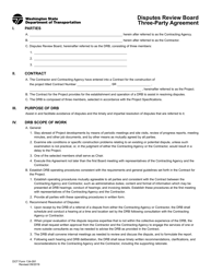 DOT Form 134-091 Disputes Review Board Three-Party Agreement - Washington