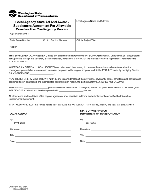 DOT Form 140-035A  Printable Pdf