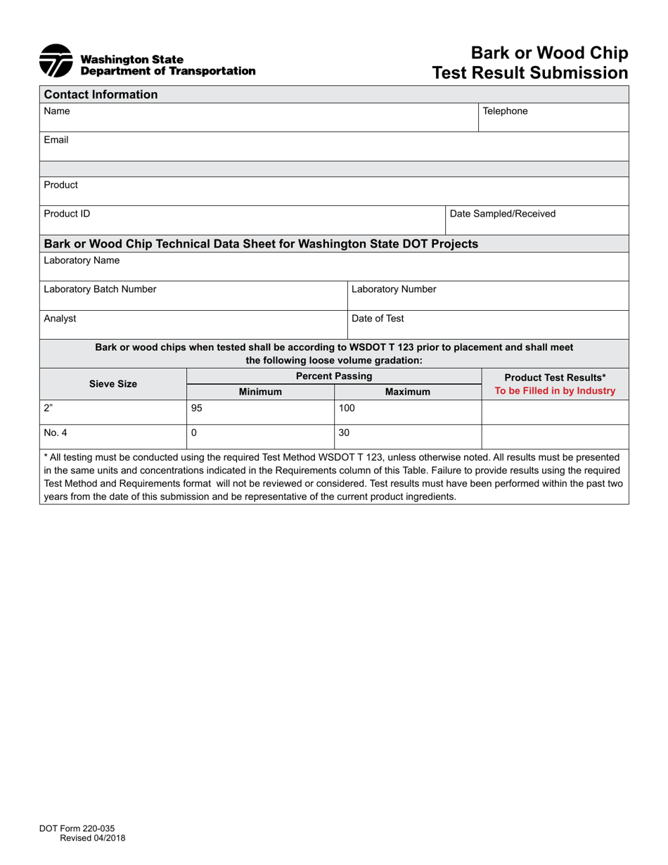 DOT Form 220-035 - Fill Out, Sign Online and Download Fillable PDF ...