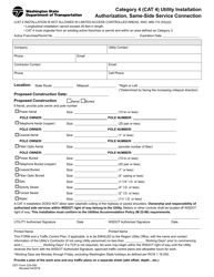 Document preview: DOT Form 224-050 Category 4 (Cat 4) Utility Installation Authorization, Same-Side Service Connection - Washington
