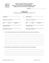 Document preview: Form CA-3074 Complaint - Washington, D.C.