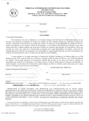 Form CV-3110 Summons - Washington, D.C. (English/Spanish), Page 2
