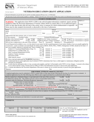 Form WDVA2200 &quot;Veterans Education Grant Application&quot; - Wisconsin