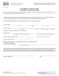 Document preview: Form WDVA2241 Eligibility Application for Wisdot Veteran Identifier - Washington