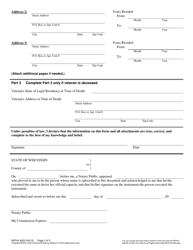 Form WDVA4003 Veteran&#039;s Residency Affidavit for Applications to a Veterans Home - Wisconsin, Page 2