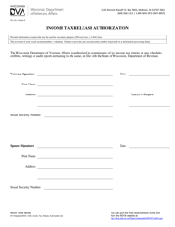 Form WDVA1035 &quot;Income Tax Release Authorization&quot; - Wisconsin