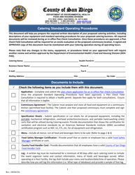 Document preview: Catering Standard Operating Procedures Worksheet - County of San Diego, California