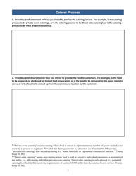 Catering Standard Operating Procedures Worksheet - County of San Diego, California, Page 2